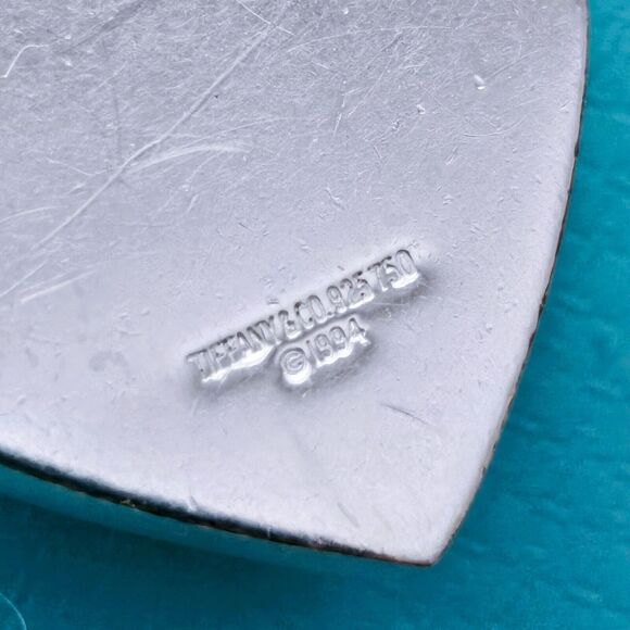 Vintage Tiffany & Co. Large Heart Padlock & Key 18k Silver Pendant Necklace 34” - Picture 3 of 8